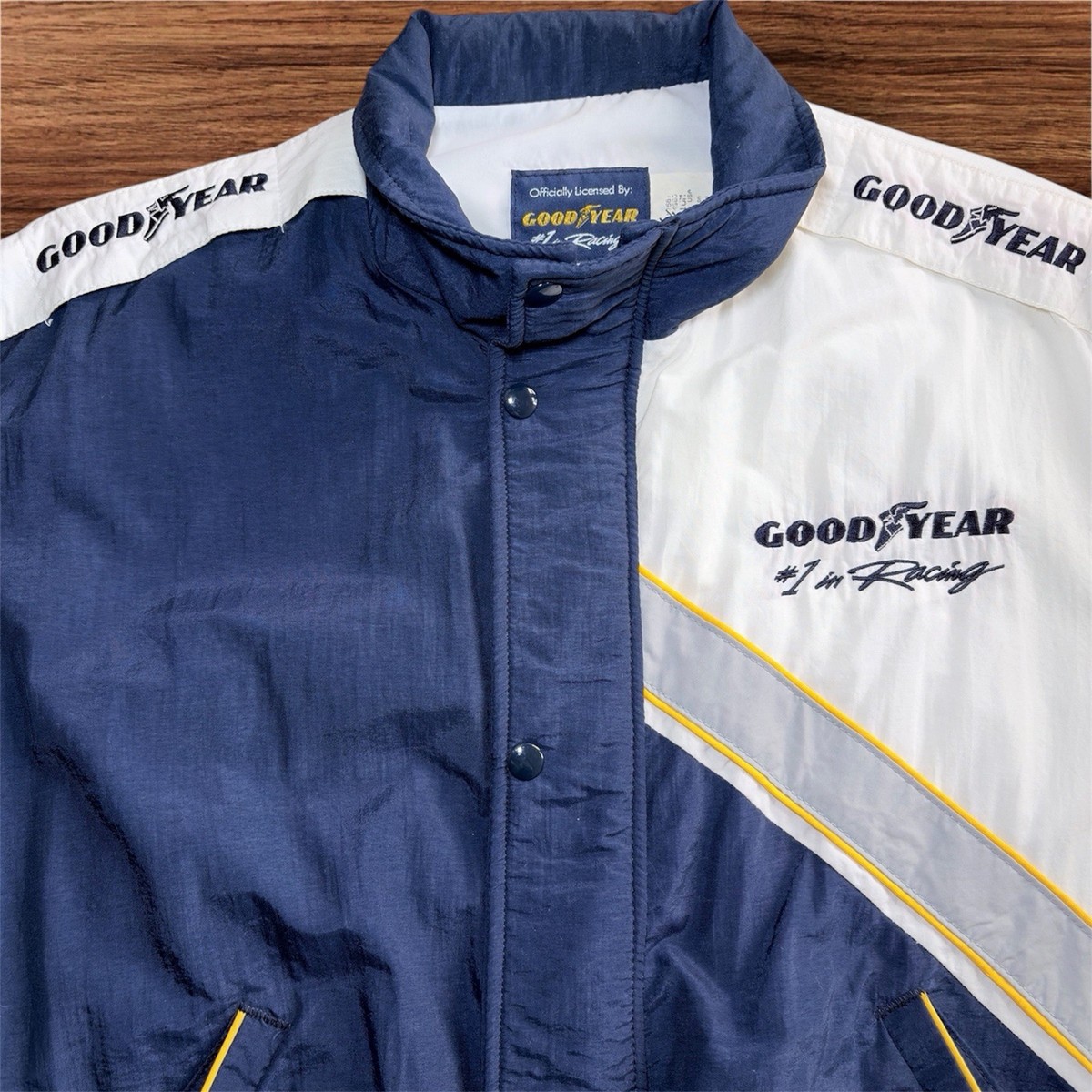 Vintage Goodyear Racing Jacket Men's Medium Blue White Racing USA