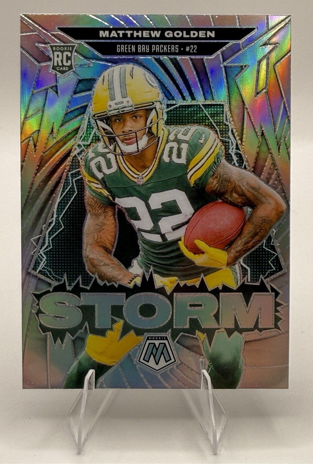 2025 Panini Mosaic - Matthew Golden Storm Silver Halo Prizm (RC) - Packers