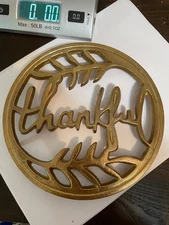 New Metal "Thankful" Kitchen Trivet Unused 7.75" diameter