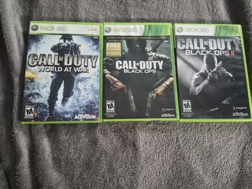 LOT OF 3 XBOX 360 CALL OF DUTY VIDEO GAMES BLACK OPS, BLACK OPS II, WORLD AT WAR