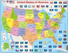 USA Map 48 Piece Tray Jigsaw Puzzle Larsen New