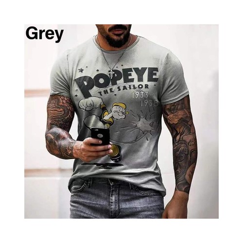 Men's Graphic Print T-Shirt Popeye The Sailor Crew Neck - Short Sleeve - Fashi