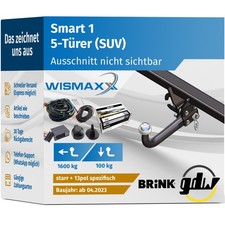 ANHÄNGERKUPPLUNG für Smart 1 ab 23 starr GDW +13pol E-Satz BRINK