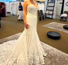 Maggie Sottero Ivory Lace Mermaid Wedding Dress 10 Sweetheart Sleeveless Train