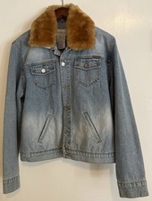 CALVIN KLEIN Denim  Detachable Faux Fur  Jean Jacket size XL