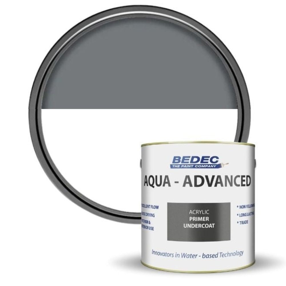 Bedec Aqua Advanced Interior/Exterior Primer/Undercoat Paint Dark Grey 5L