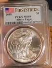 AMERICAN SILVER EAGLE 2018 PCGS MS 69 1 TROY OZ