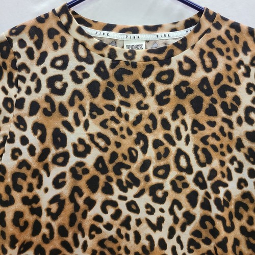 NWT PINK Victoria Secret Sleepwear top Leopard Print Short Sleeve small T shirt - Picture 2 of 6