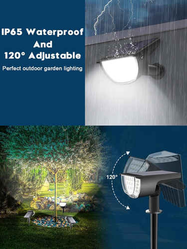 Faretti Solari Da Esterno, 33LED Luci Solari Da Giardino Lampade Da Giardino 3 M - Foto 6 di 12