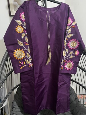 Damen lila indischer Seidenanzug Kurta Mädchen Oberteil pakistanisch indisch asiatisch Partykleid