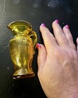 Vintage FOSTORIA Amber Glass Pitcher 4” Miniature: W/bird-eagle — photo 3