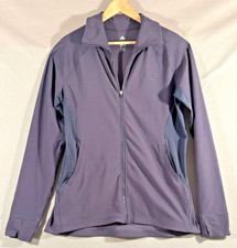 Adidas Full Zip Jacket Womens L Climalite Pockets Purple Running Thumbholes Logo