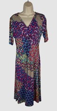 MSK Women's Blue Twist Front Printed Midi Dress Size S