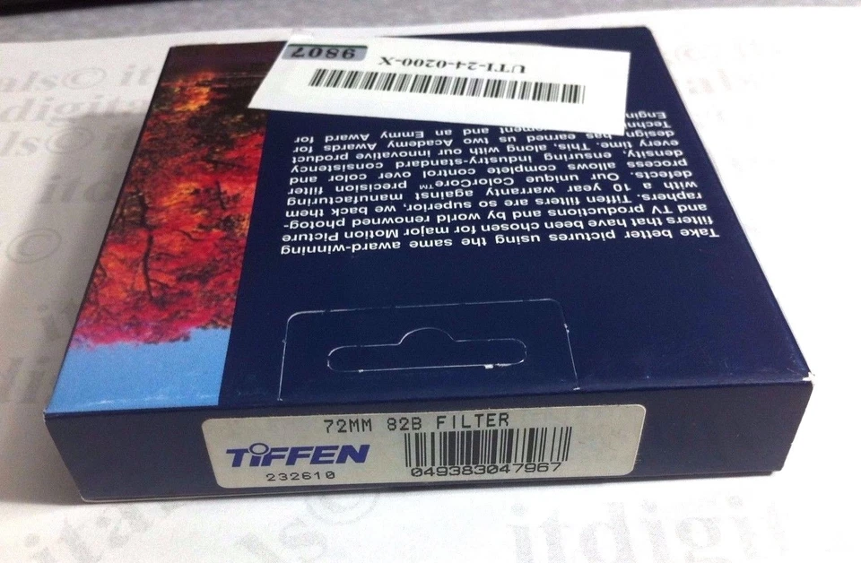 72mm TiFFEN 82B 82-B 82 B Light Balancing Blue Glass Lens Filter 72 mm 7282B - Image 2 of 4