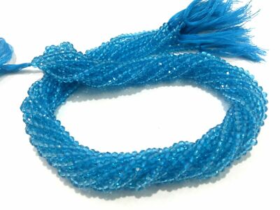 Sky Blue Topaz Quartz Rondelle Faceted 3-4mm Hydro Beads 13''inch 5 Strands