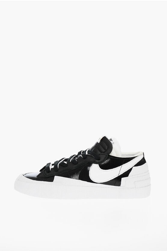 SACAI X NIKE Nike Blazer Low x Sacai nero in pelle verniciata taglia (9) U condizione 9 10
