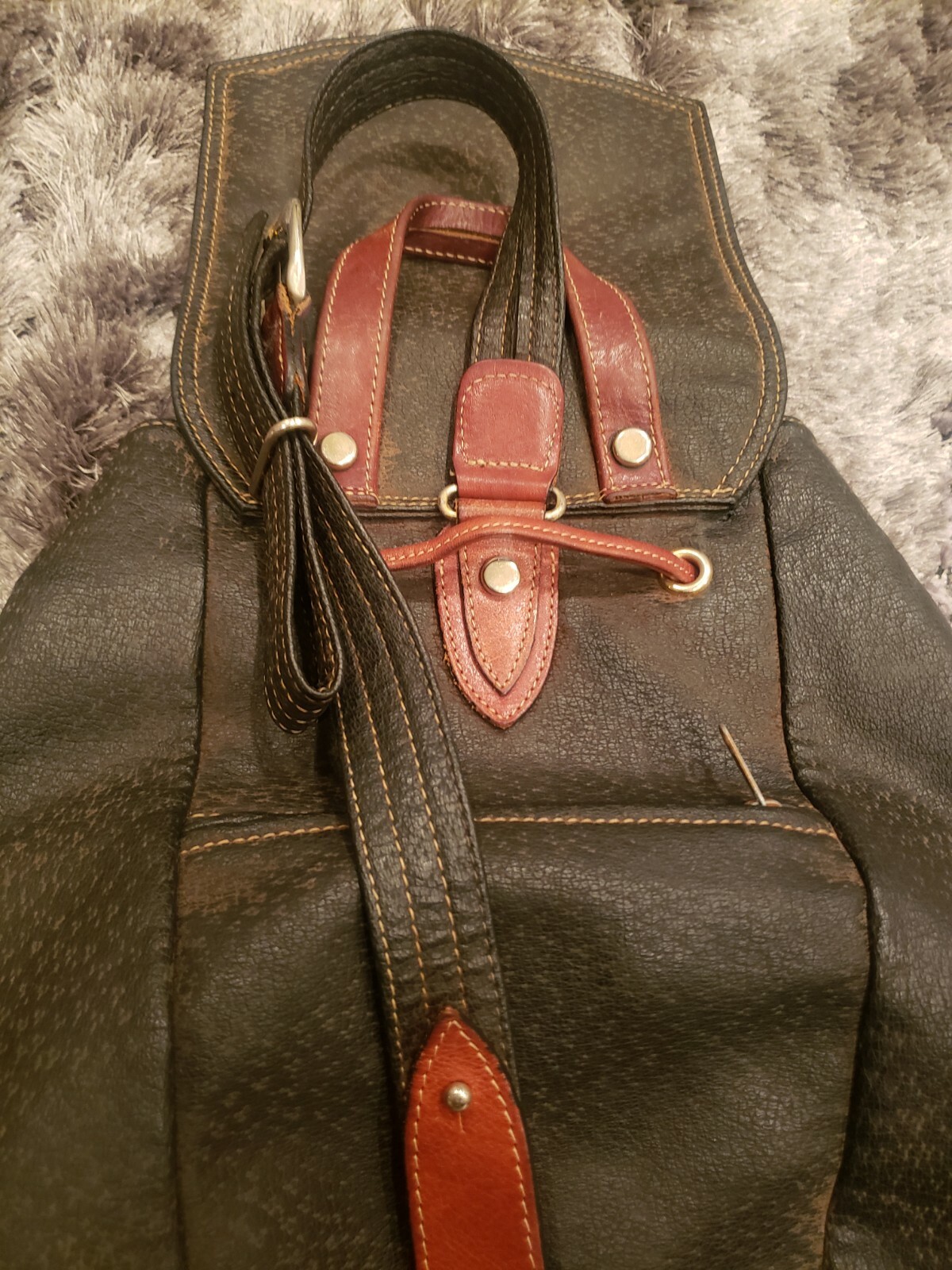 Texier Backpack Leather Brown Great Condition Vin… - image 5