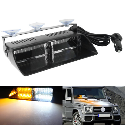 1x Frontblitzer LED Blitzlicht Warnleuchte Strobe Licht Gelb+Weiß KFZ LKW PKW