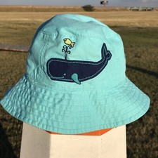 Gymboree Spring Vacation Whale Fish Baby Blue Sun Hat 12-24 Mo 19.5  Around Head