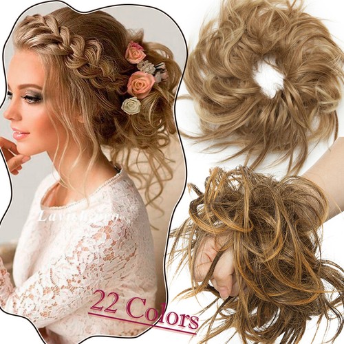 X-LARGE Messy Bun Hair Piece Scrunchie Updo Wrap Hair Extension as Human Natural - Picture 2 of 39