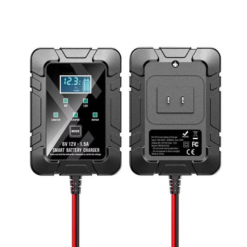 Carregador de bateria de motocicleta 6-12V display de reparo de pulso inteligente kit rápido chumbo-ácido - Imagem 4 de 4