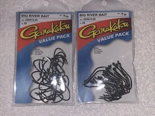 (LOT OF 2) GAMAKATSU BIG RIVER BAIT HOOKS 3/0 VALUE PACKS.  25 PER PACK 50 TOTAL