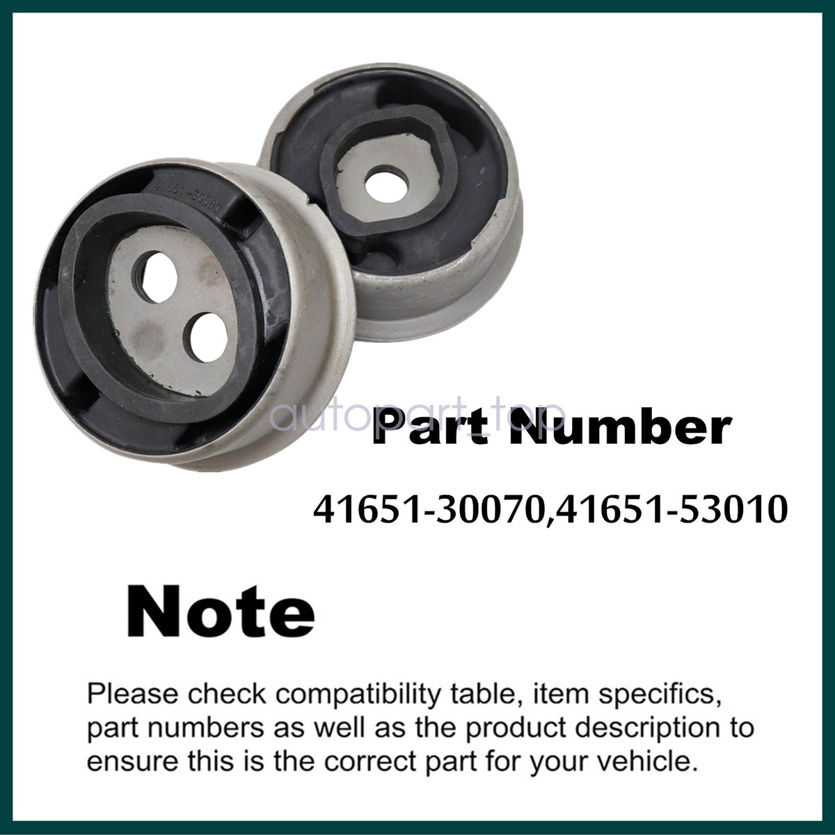 Rear Differential Mount Bushings 41651-30070 41651-53010 For Lexus