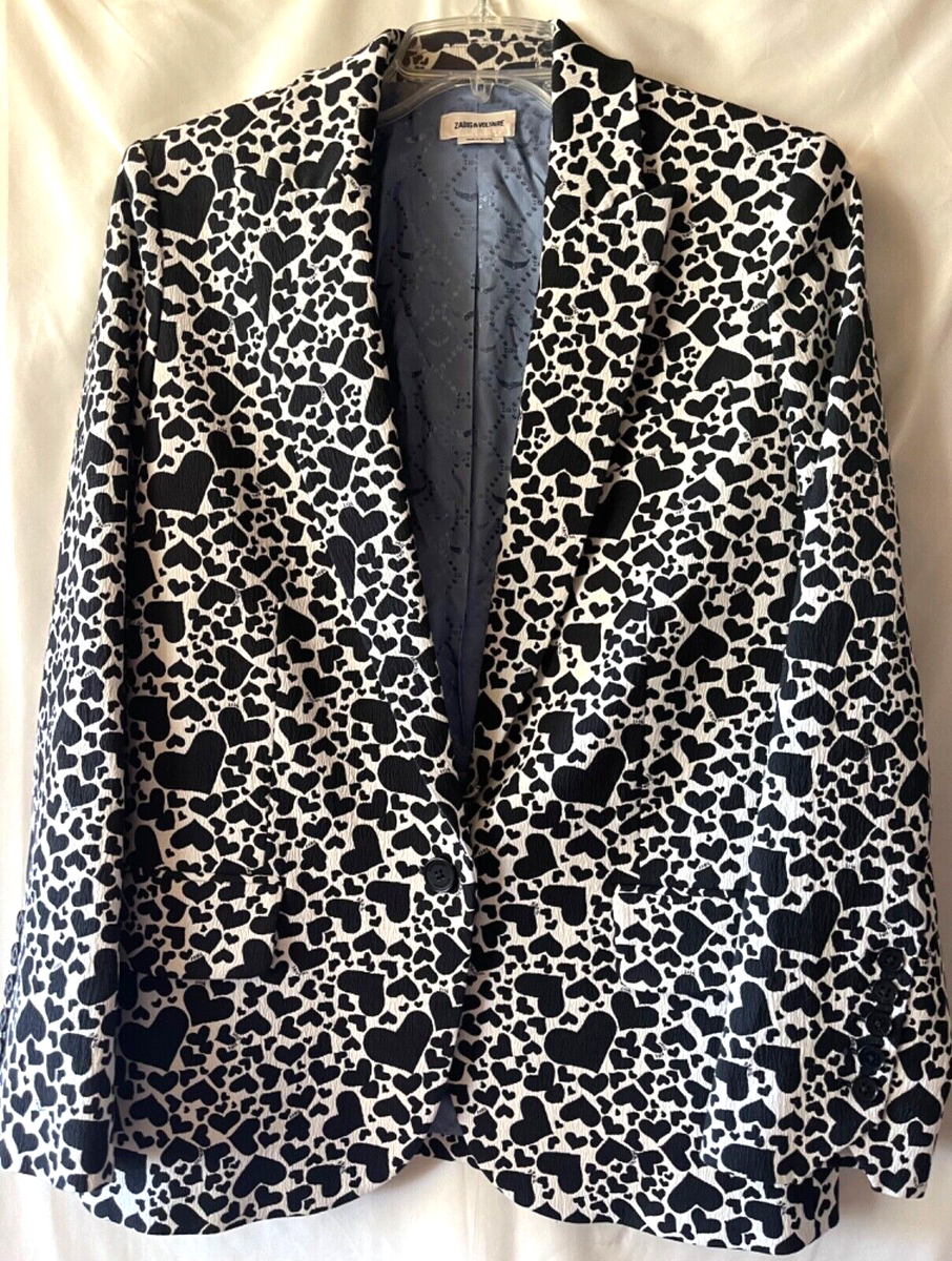 ZADIG & VOLTAIRE Viking Jac Coeur Black & White Heart Blazer