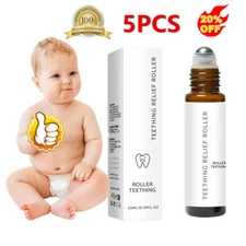 5pcs Teeth Relief Roller Essential Oil,Teething Roller Natural Pain Roller D3P7