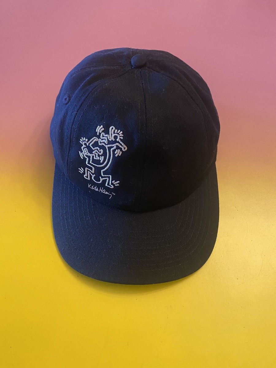 Keith Haring H&M Embroidered Black And Pink Baseball Hat Cap