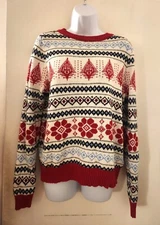 H&M L.O.G.G Womens Sweater Size M Ribbed Hem Round Neck Pullower Multicolor