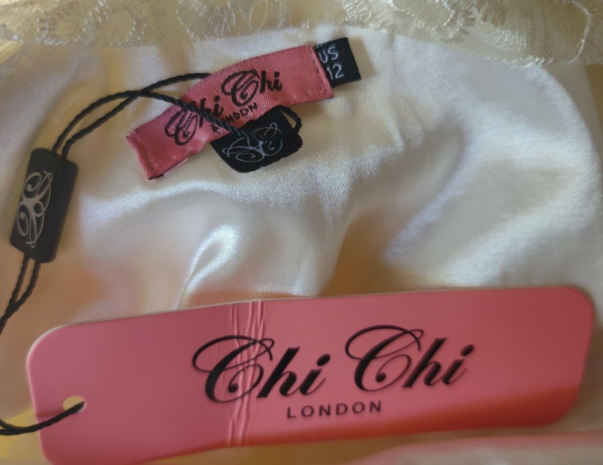 CHI CHI LONDON Elegant Lace Dress Ivory Cream Size US 12 Cap CHI CHI LONDON Elegant Lace Dress Ivory Cream Size US 12 Cap