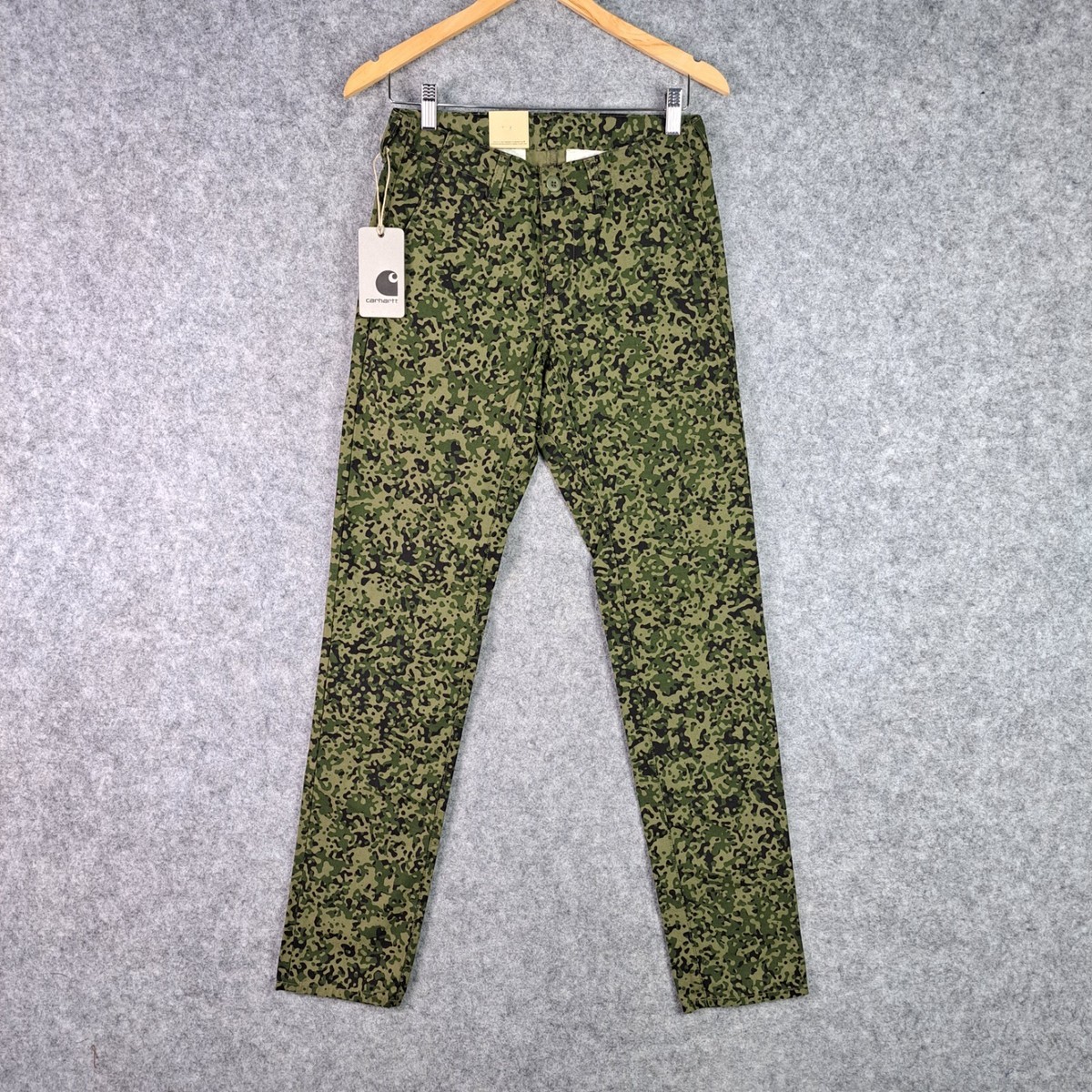 Carhartt Pants Womens W25 L32 Green Camo X' Club WIP Work In Carhartt Pants Womens W25 L32 Green Camo X' Club WIP Work In