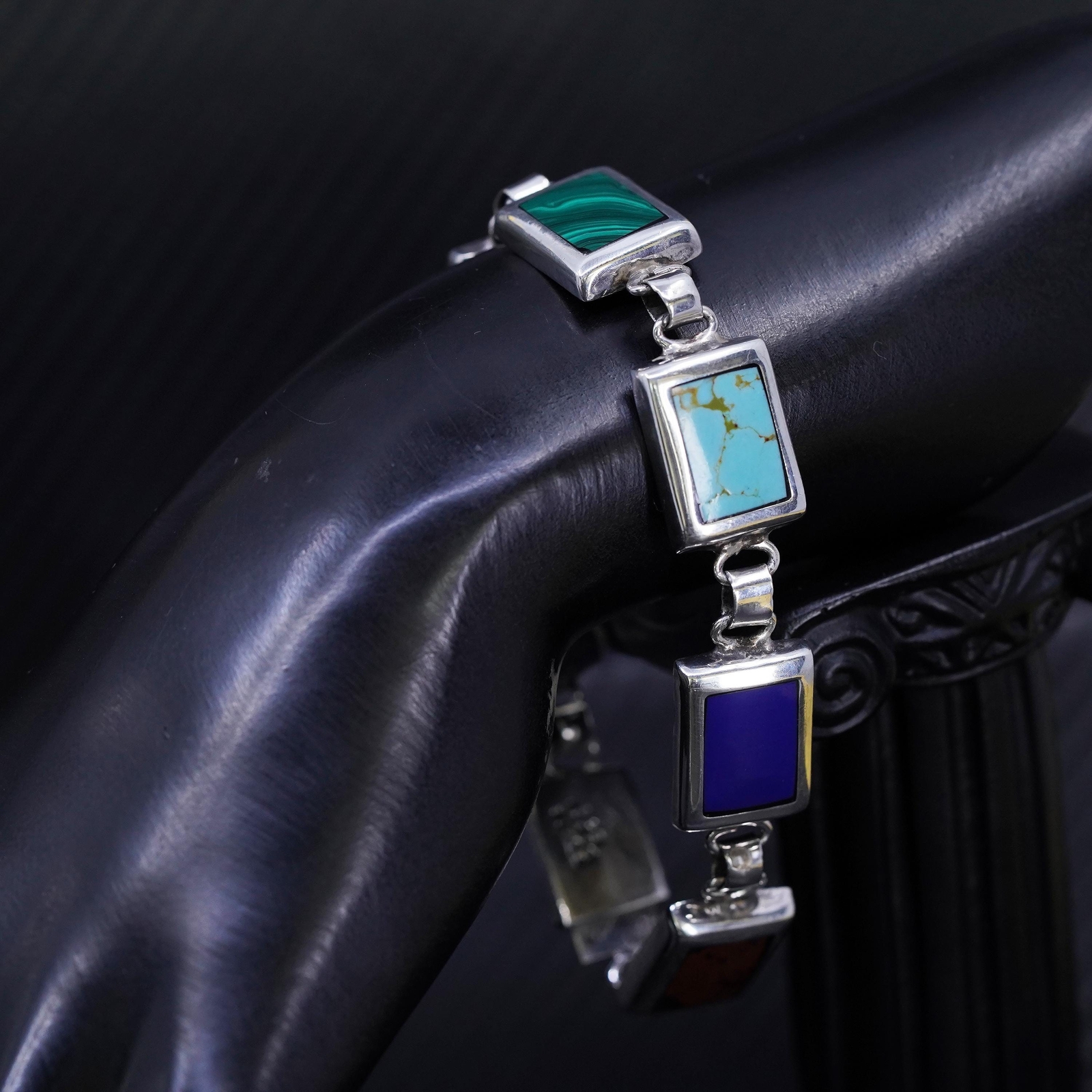 8”, Mexican sterling silver 925 rectangular brace… - image 3