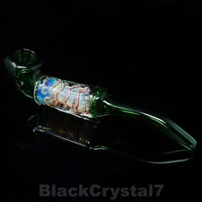 7.5" Handmade Emerald Electric Energy Sherlock Tobacco Smoking Bowl Glass Pipes