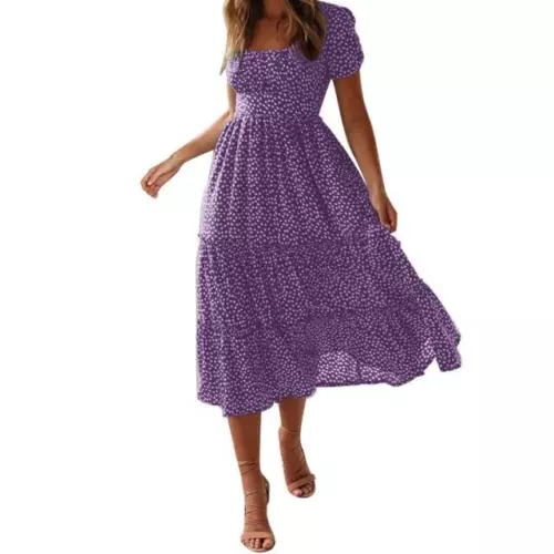 Langes Maxi-Strandkleid Damen Sommer Boho Damen Abend Party Blumen Sommerkleid - Bild 13 von 17