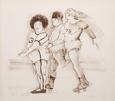 Marcia Marx, Roller Derby, Lithograph, signed in pencil