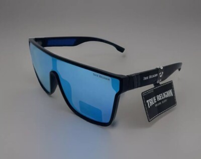 True Religion Black Matte Frame Blue Mirrored Sunglasses 100% UV