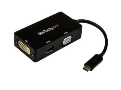 Startech USB-C Multiport Video Adapter - 3-in-1 - 4K 30Hz - Schwarz | REF CO7#