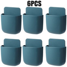 6pc Blue Wall Mounted Smart TV Remote Control Holder Home Offices Organiser Case