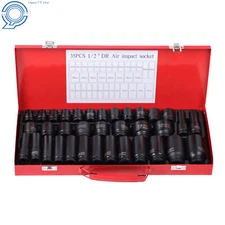 1/2" Inch 35pcs Deep Impact Socket Set Drive 8-32mm Metric Garage Sae With Case