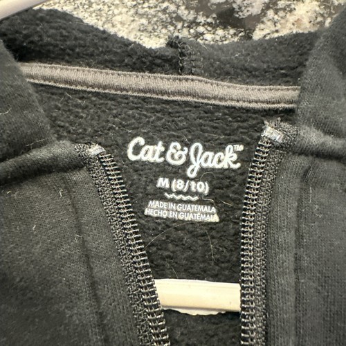 Cat And Jack Zippered Hoodie Sweatshirt Size Kids M 8/10 Black Kangaroo Pocket - Picture 3 of 6