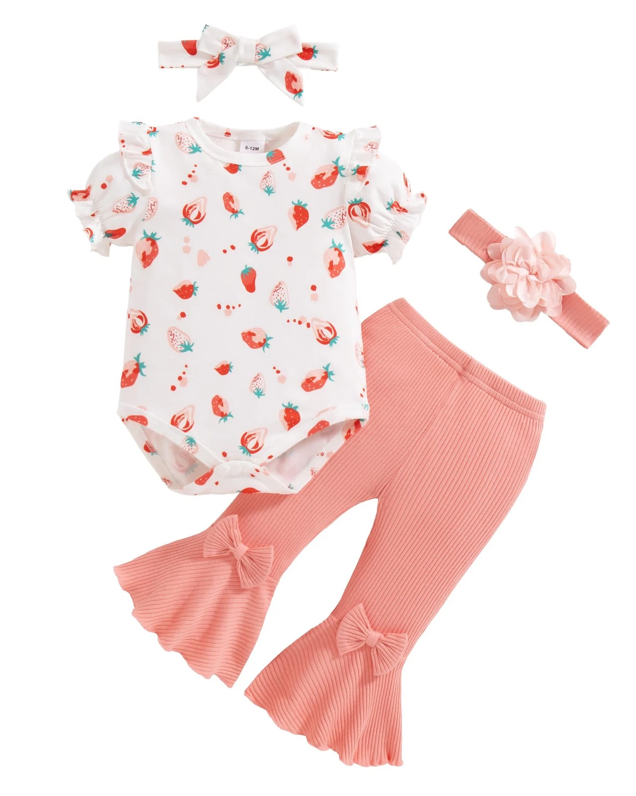 Vibebox Baby Girl Clothes 3-6 Months Summer Months, Pink-strawberries