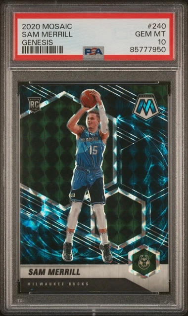 2020-21 Panini Mosaic #240 Sam Merrill Genesis  SSP Rookie PSA 10 POP 4
