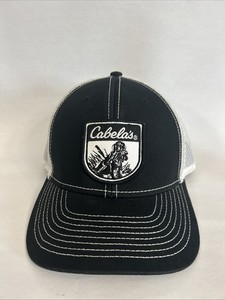 Cabela’s Trucker Hat Hunting Dog Patch Black And White Very Clean! One Size
