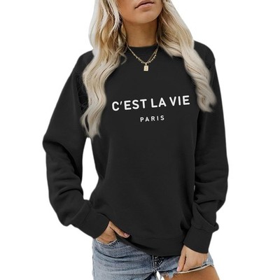C'est La Vie Paris Sweatshirt For Women Oversized Graphic Crewneck Hoodie Cas...