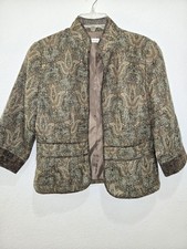 Vintage Coldwater Creek Tweed Jacket Women's Sz 10 Metallic Threads 3/4slv