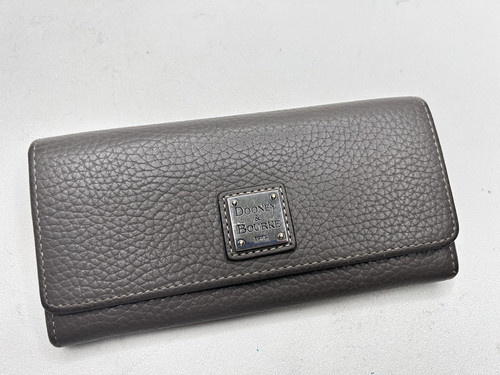 DOONEY & BOURKE Lucca Grain Leather Flap Wallet Deep Gray