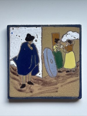 Antique Original Mensaque Rodriguez Sevilla Spain Ceramic Tile 5.5  Square #23