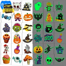 OLIKER 204 PCS Halloween Tattoos for Kids, Individually Wrapped Glow in the Dark